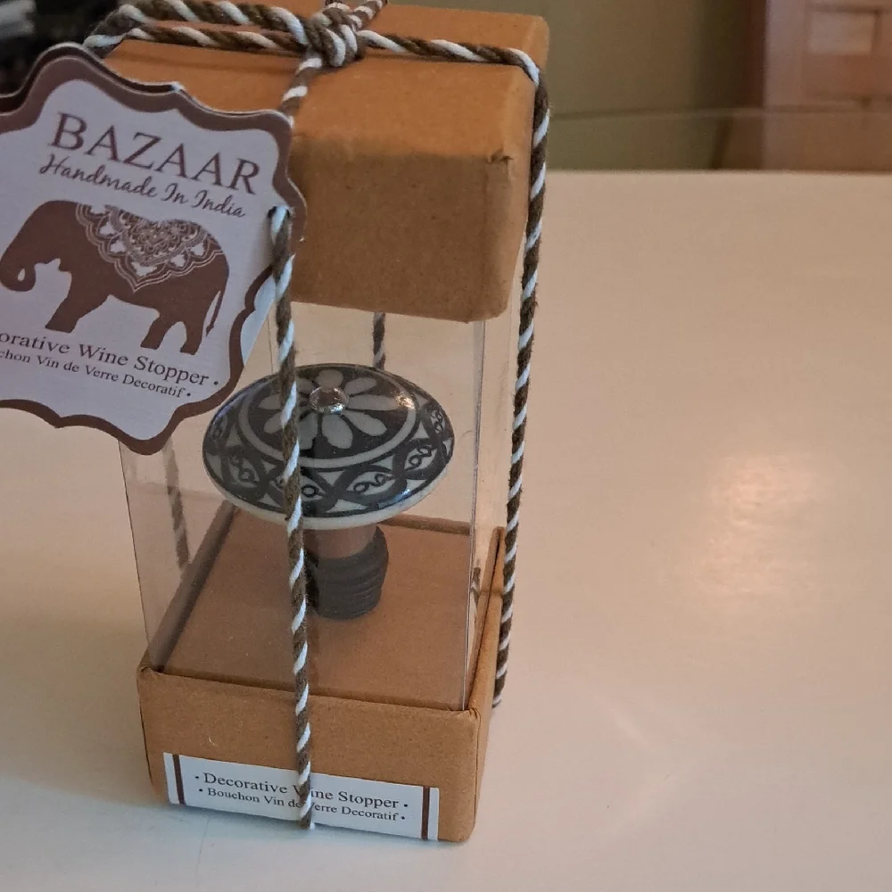 Home Essentials Decorative Wine Stopper - Black and White - Picture 1 of 6